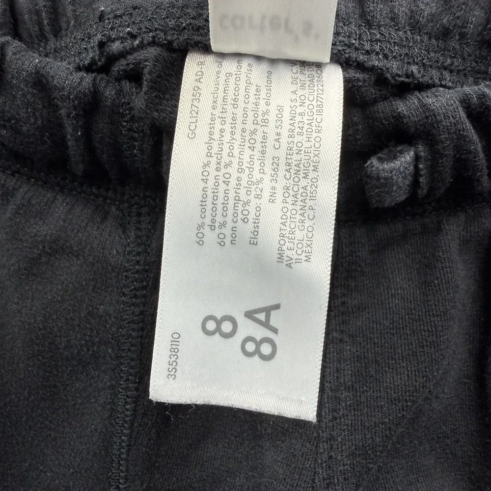 Carters Shorts Boy Size 8 Black Cotten Blend Drawstring Sweat Shorts Boys Size 8